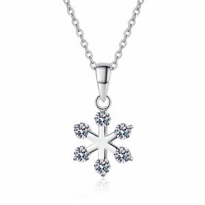 Design flocon de neige avec minuscule collier pendentif en moissanite étincelante en argent sterling 925 - Product Image 1