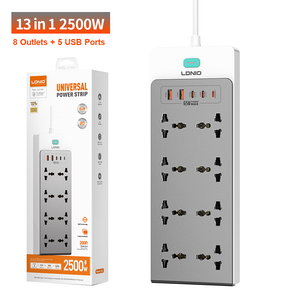 LDNIO SC4 Enchufe de Extensión de 8 Vías con Toma de Corriente USB y Enchufe EU/UK/US - Product Image 1