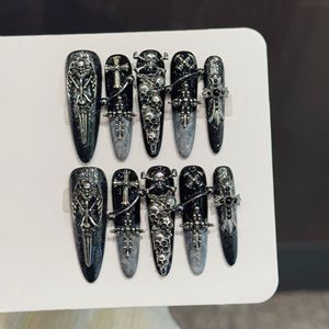 <span class=keywords><strong>Faux</strong></span> <span class=keywords><strong>Ongles</strong></span> Acryliques Gothiques 3D en Forme de Crâne et de Croix Faits à la Main pour <span class=keywords><strong>Halloween</strong></span> – Fournisseur d'<span class=keywords><strong>Ongles</strong></span> Artificiels pour Festivals – Vente en Gros - Product Image 3
