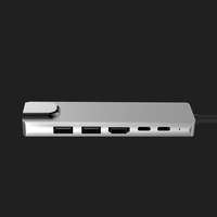 Nuevo Hub USB C Multifuncional 6 en 1, Adaptador Tipo-C 4K 30Hz para HDTV, Teléfono, TF, SD, RJ45, Interfaz de Carga para Soporte de Laptop