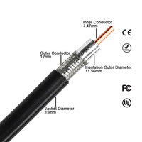 Cable Coaxial de Baja Pérdida para Sistemas de Microondas, Flexible, para Interiores/Exteriores, 50 ohmios, LMR600UF