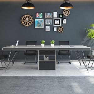 Ensemble table de réunion en bois MFC moderne pour 6/8/10/12 personnes table de conférence pour le bureau - Product Image 1