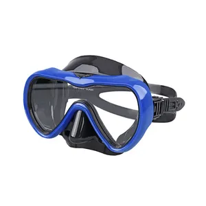 Private Label Breiten rahmen Linse Tauch brille Silikon Schnorcheln Lungen maske Gehärtetes Glas Tauch schwimm maske Anti-Fog-Beschichtung