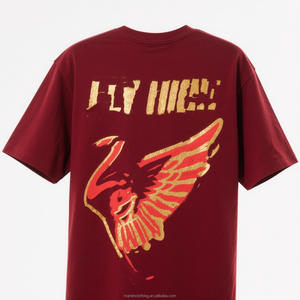 Conjuntos de Camisetas Personalizadas para hombre Fabricante Fábrica Coton Dtg Shirt Printing Plane Boxy Fit Vintage Us Camisetas de gran tamaño para hombre - Product Image 5