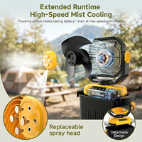 Ventilateur brumisateur portable 30000 mAh avec batterie, grand réservoir d'eau de 15 L, 5 vitesses, oscillation automatique, pour camping et tente, avec lumière LED et fonction Power Bank