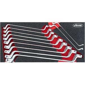 VIGOR Juego de llaves de doble extremo ∙ V6722 ∙ Perfil exterior de 12 puntos ∙ 11 piezas ∙ 6x7-25x28 ∙ Número de herramientas: 11 - Product Image 1