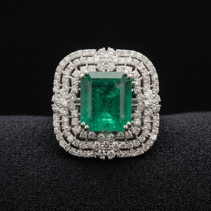 Anillo minimalista de platino con diamantes, elegante anillo de compromiso, simple y brillante, regalo de joyería para boda - Product Image 1