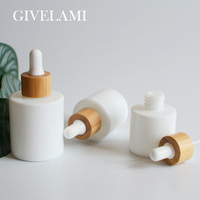 Botol Minyak Esensial Kaca Porselen Putih 30ml 60ml 1oz 2oz dengan Tutup Bambu, Laris Terjual