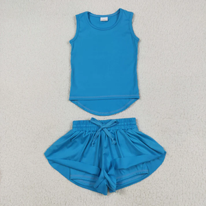Conjunto de Top sin Mangas y Pantalones Cortos con Volantes para Bebés Niñas, Estilo Yoga, Colorido - Product Image 2