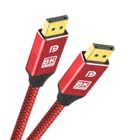 Câble tressé de port d'affichage à grande vitesse câble DP de 3,3 pieds 1.4 8K @ 60Hz 4K 2K @ 240Hz 32.4Gbps HDR HDCP 2.2 câble DP 8K pour graphiques