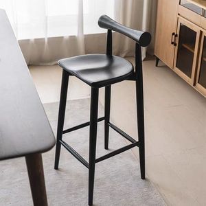 Nouveau <span class=keywords><strong>tabouret</strong></span> de bar en bois massif de <span class=keywords><strong>style</strong></span> nordique moderne et luxueux avec dossier et accoudoirs ergonomiques pour comptoir de cuisine, hôtel, café - Product Image 4