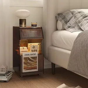 Özelleştirilmiş akrilik komidin işık lüks yatak odası soyunma kabine pleksiglas depolama çekmecesi hareketli küçük komodin kabine