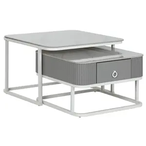 Ensemble de tables basses en pierre frittée, 2 pièces, 70x70x45 - Product Image 3