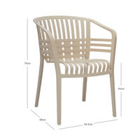 Fauteuil empilable moderne en plastique DHF Geordie Poltro avec design à lattes creuses, léger, pour terrasse, bistrot, café, balcon, intérieur