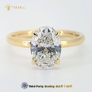 Solitaire Lab-Grown Diamond Igi Certified Wedding Rings Vvs d Oval Pear Emerald Cut Pure Gold Engagement Bague en diamant synthétique - Product Image 1