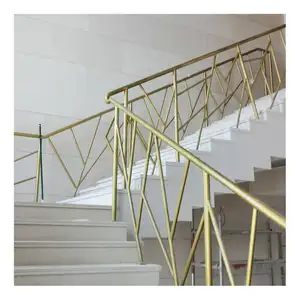 Luxury Decorative Wrought Steel Handrail Champagne Coating Staircase Railing HDG
