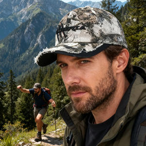 Premium <span class=keywords><strong>Luxe</strong></span> Vente en gros Usine OEM Personnalisé Sport Pêche Chasse Extérieur Forêt Camouflage A Frame 6 Panel Country Dad Cap Hat - Product Image 1