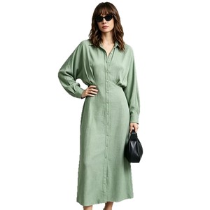 Abito Lungo da Donna Stile Francese, Elegante e Raffinato, a Vita Alta, Linea ad A, Modellante, Tinta Unita, per il Tempo Libero, Chic Autunnale - Product Image 5