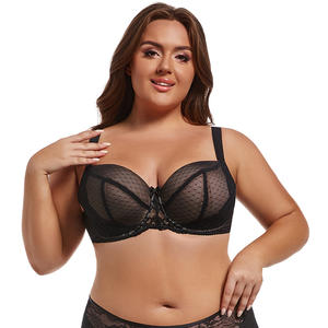 Sujetador Push-Up Negro, Lencería Sexy con Encaje, Talla Grande, para Mujer - Product Image 2