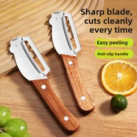 Keukenaccessoires Groenteschiller Flessenopener 2-in-1 RVS Houten Handvat Fruitgereedschap Keuken Gadgets