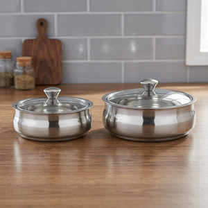 Casseroles en acier inoxydable avec couvercles en verre, design rond et durable, compatibles gaz et induction, lavables au lave-vaisselle - Product Image 6