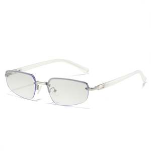 Lunettes de soleil vintage 2025 personnalisées avec logo, demi-montures punk pour hommes et femmes, protection UV400, style œil de chat Y2K sans monture - Product Image 6