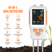 10 in 1 Alat Uji Kelembaban Tanah Pengukur pH Tanah Penganalisis Kesuburan Tanah Meter N P K Sensor Kelembaban Udara dan Suhu untuk Pertanian