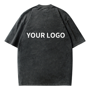 BL02 T-shirts pour hommes à manches courtes, Vintage, ample, délavé<span class=keywords><strong>s</strong></span> à l'acide, <span class=keywords><strong>taille</strong></span> Plus, avec Logo imprimé personnalisé, 100% coton, t-shirt oversize pour hommes - Product Image 2