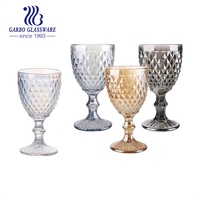 Verres à vin vintage gravés en diamant, motif d'usine, 330 ml, pas chers, brésiliens, rouges et bleus, avec pulvérisation et gaufrage, gobelets à vin colorés