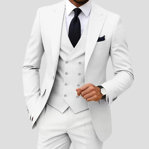 Completo da <span class=keywords><strong>Uomo</strong></span> <span class=keywords><strong>Blu</strong></span> <span class=keywords><strong>Navy</strong></span> Taglie Forti, 3 Pezzi, Vestibilità Slim, Giacca <span class=keywords><strong>Blazer</strong></span> per Cerimonie, Matrimoni e <span class=keywords><strong>Uomo</strong></span> d'Affari - Product Image 4
