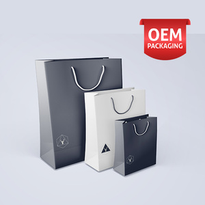 Bolsa de papel de compras de lujo personalizada OEM ODM Papel DE ARTE recubierto Logotipo de estampado en caliente para marca y venta al por menor - Product Image 1