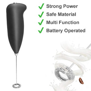 Espumador de Leche Electrónico de 2 Velocidades, Color Negro, para Café, Latte y Capuchino, Espumador de Leche de Acero Inoxidable con Base y Funciona con Pilas - Product Image 2