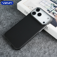 Étui de téléphone en fibre d'aramide VAWI B008, coque magnétique en fibre de carbone pour iPhone 13 14 15 16 17 Pro Max, pour Samsung Android Mobile Case