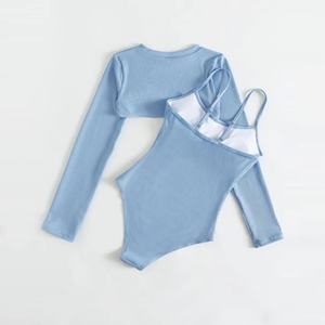 Conjunto de Bikini de Dos Piezas con Top Corto de Manga Larga para Niña de 12 Años, Ropa de Playa, Venta al Por Mayor - Product Image 2