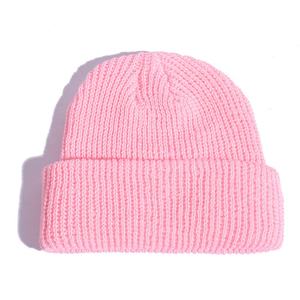 Gorro de bebé de flores para niños de punto de varios colores de neón enrollado liso personalizado de fábrica de invierno de 2017 - Product Image 3