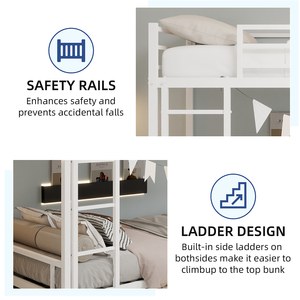 Двухъярусная кровать в стиле модерн середины века, регулируемая, металлическая, с двумя односпальными кроватями, усиленная металлическая решетка для взрослых, детей и подростков - Product Image 3