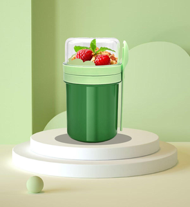 Vasos portátiles al por mayor para yogur y parfait con tapas y cucharas para desayuno, cereales, avena remojada, aderezos para ensaladas y almacenamiento de alimentos - Product Image 5