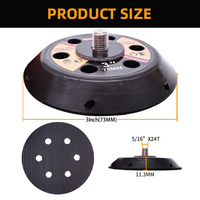 Support de ponçage VIBRATITE 3 pouces à 6 trous avec fixation auto-agrippante, plaque de support abrasive sous vide pour le polissage du métal et du bois