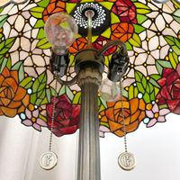 Abat-jour LED flexible E26 de 16 pouces pour table/bureau, style mosaïque en verre artistique peint à la main, verre coloré style vitrail d'église
