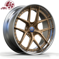 Jantes en alliage d'aluminium forgé en deux parties de 18 à 26 pouces, finition bronze, lèvre polie, rivetées, larges, pour voiture Audi, 20 mm, 25 mm