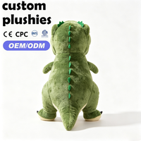 Jouet T-Rex vert personnalisé à bas prix, peluche de dinosaure de haute qualité avec yeux en plastique, cadeau pour les amateurs de dinosaures