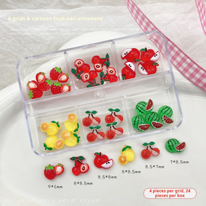 Breloques en résine 3D pour ongles, motifs fruits (cerise, fraise), style frais et délicat, accessoires de décoration pour nail art, pour manucure DIY en salon, en gros - Product Image 2