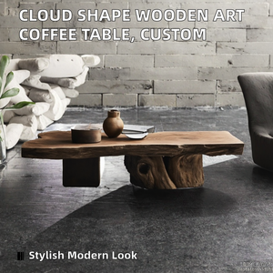 โต๊ะกาแฟไม้ทรงเมฆสไตล์นอร์ดิก เฟอร์นิเจอร์ห้องนั่งเล่นทันสมัย รูปทรงอิตาลีแบบไม่สมมาตร ปรับแต่งได้ - Product Image 2