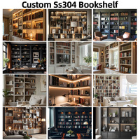 Vente chaude Personnalisé Modulaire 304 En Acier Inoxydable Étagère Murale Bibliothèque Armoire De Rangement pour Chambre et Salon