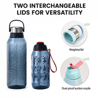 Bouteille d'eau Tritan personnalisée de 650 ml et 1000 ml, réutilisable, résistante à l'eau bouillante, adaptée aux voyages, à l'école, aux activités de plein air, à la salle de sport, à col étroit, sans BPA