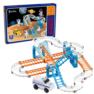 Nuevo Juego Educativo para Niños, Juguete de Tren Eléctrico Deslizante de Plástico y <span class=keywords><strong>Madera</strong></span>, Modelo de Estacionamiento y Montaña Rusa - Product Image 2