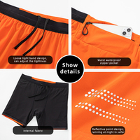 Short de course pour homme Séchage rapide Été doublé d'un faux short double couche en nylon Short de trois minutes marathon en plein air