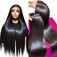 Perruque RUILI en cheveux humains vierges brésiliens Remy, perruque frontale HD en dentelle, perruques lisses en dentelle suisse pour femmes noires