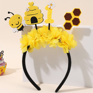 <span class=keywords><strong>Serre</strong></span>-tête de fête motif coccinelle, abeille et fleur, mignon, pour enfants, avec abeille jaune de dessin animé, accessoire de cheveux festif pour filles, idéal pour anniversaire - Product Image 1