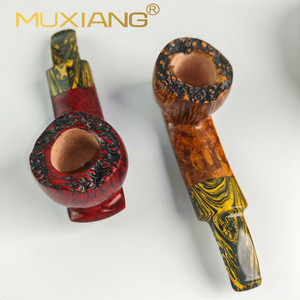 Muxiang Handmade Solid Wood Tobacco Pipe Straight Type Briarwood Sandalwood With Vulcanized Mouthpiece For Men - Product Image 4